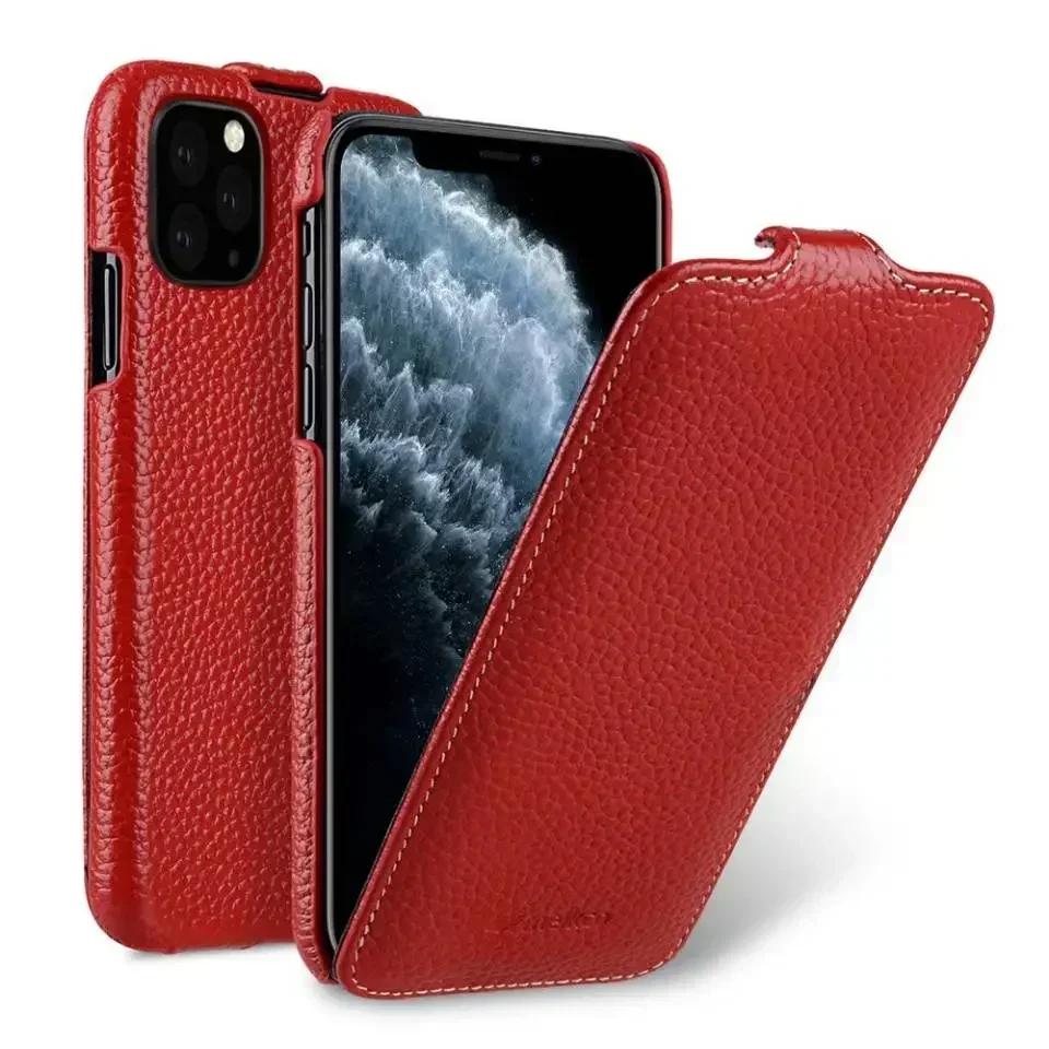 Melkco Genuine Leather Phone Case for iPhone 16 Pro Max 17 Air 17Pro16E 15 Plus 14 13 Mini 12 11 X XS Max XR Vertical Flip Cover