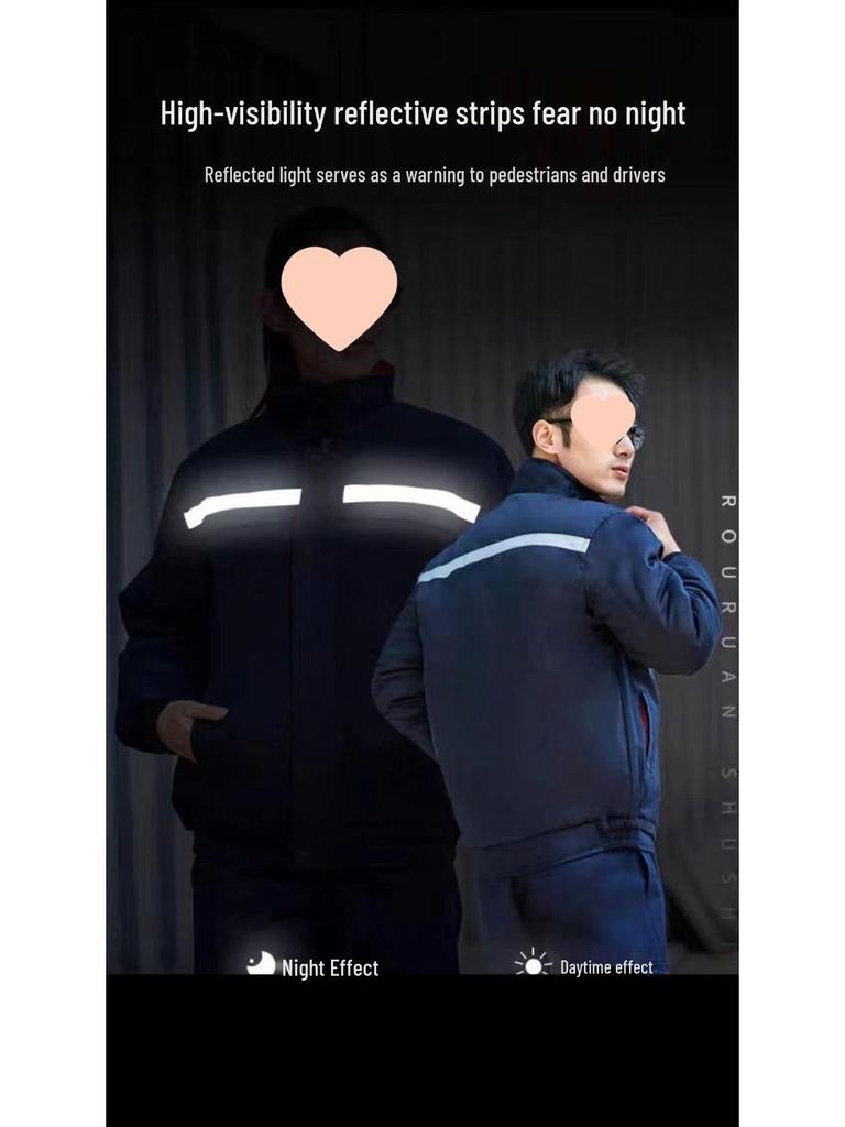 Зимняя утепленная рабочая одежда: Светоотражающая куртка с хлопковой подкладкой для холодных складов и авторемонтных площадок