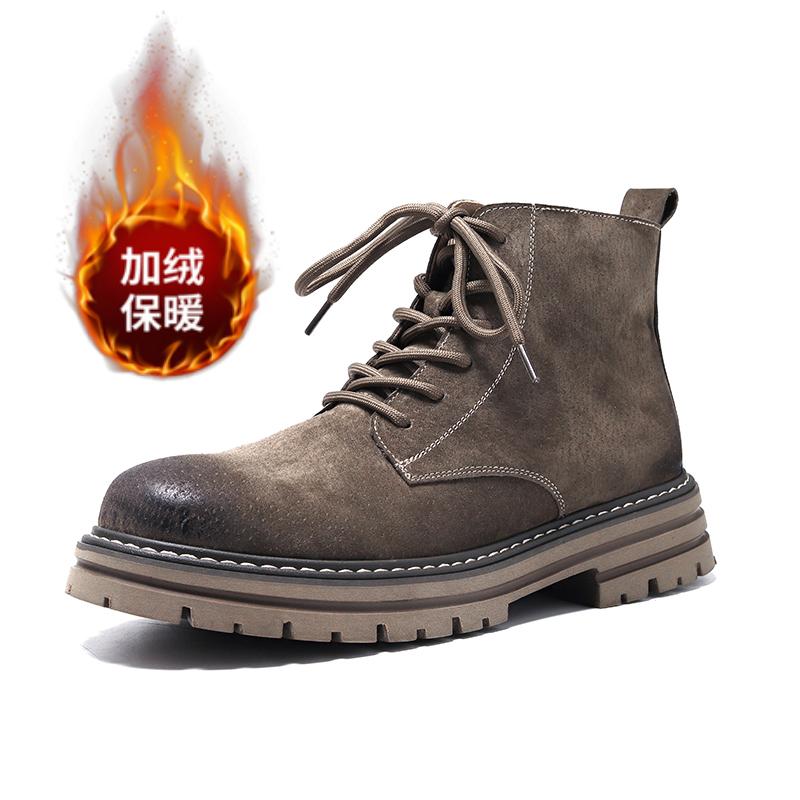 Высококачественные мужские ботинки на шнуровке с высоким голенищем, модная тактическая обувь, винтажная классическая ретро-обувь из натуральной кожи с плюшевой теплоизоляцией