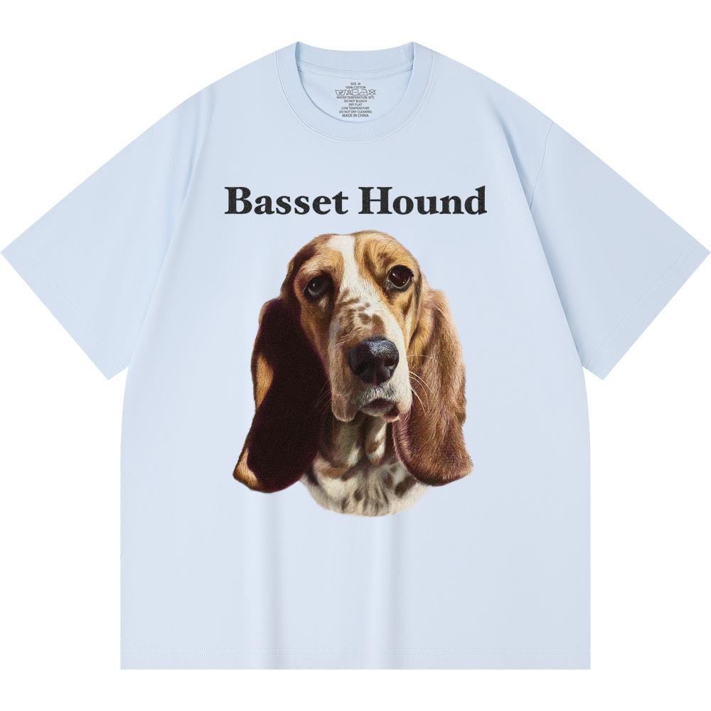 Футболка из 100% хлопка плотностью 230 г/м2 с принтом бассет-хаунда, забавная футболка из чесаного хлопка в стиле Харадзюку