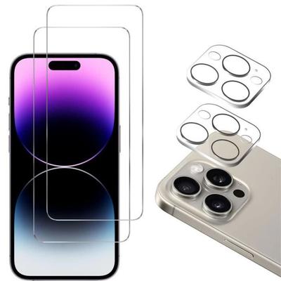 Защитная пленка из закаленного стекла - Phonillico - iPhone 15 PRO MAX - Комплект 2 шт. - Устойчивая к царапинам - Защита экрана и камеры