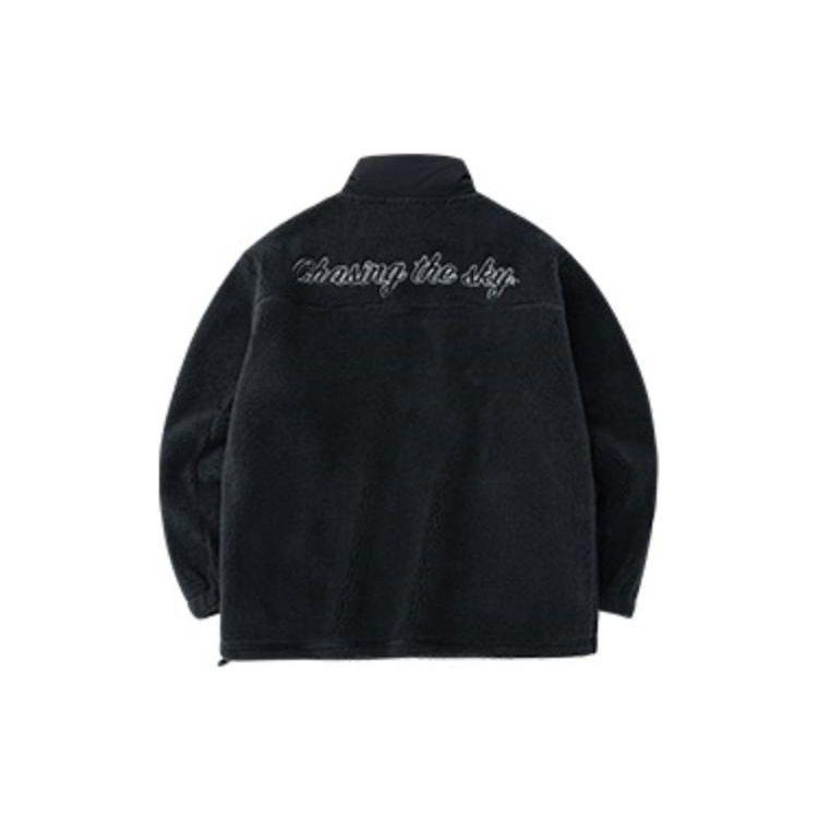 Anta Мужская куртка Life Series на флисовой подкладке с буквенным принтом на спине и воротником-стойкой на молнии, черная 952238611-2