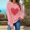 Женская толстовка с капюшоном на День святого Валентина, женская толстовка с принтом в виде сердца, круглый вырез, длинный рукав, свободный пуловер, топы