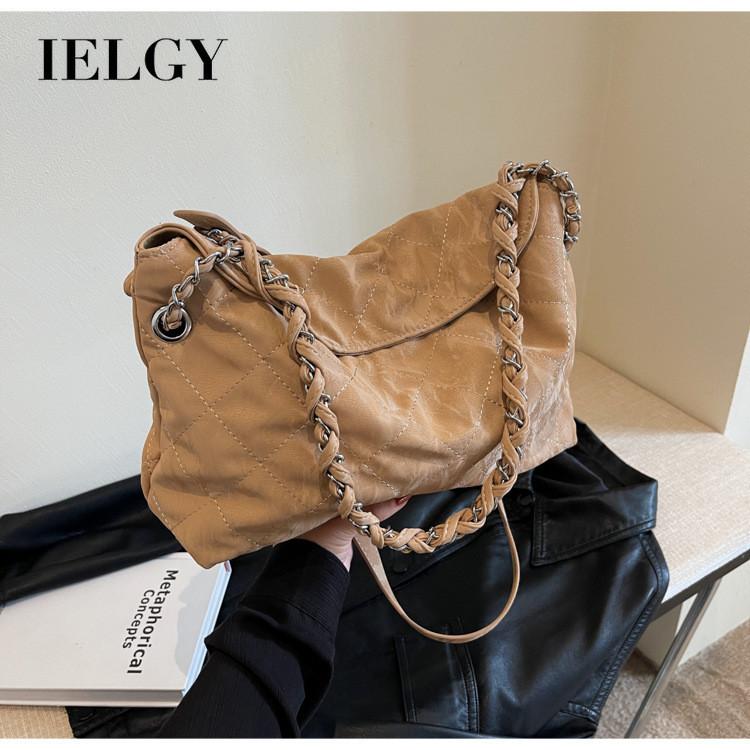 IELGY Women's Vintage Folded Premium Underarm Bag, Fashion Travel Bag, Large Capacity Shoulder Bag