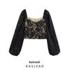 2025 Spring Women's European & American Style French Lace Lantern Sleeve Top