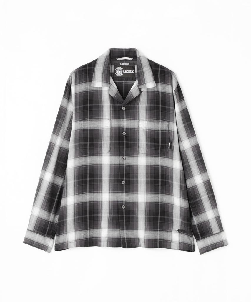 AVIREX РУБАШКА OMBRE CHECK NYC С ДЛИННЫМ РУКАВОМ OMBRE CHECK Нью-Йорк Размер Рубашка, Город, Мужская, 2XL, 010, Черный, 783-5120007