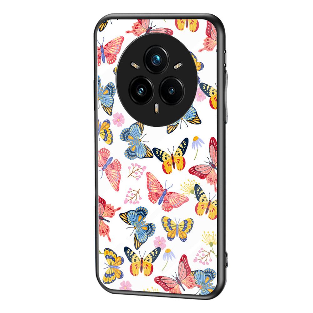 For Realme 14 Pro+ 5G Case Butterfly Pattern TPU+Tempered Glass Protective Phone Cover