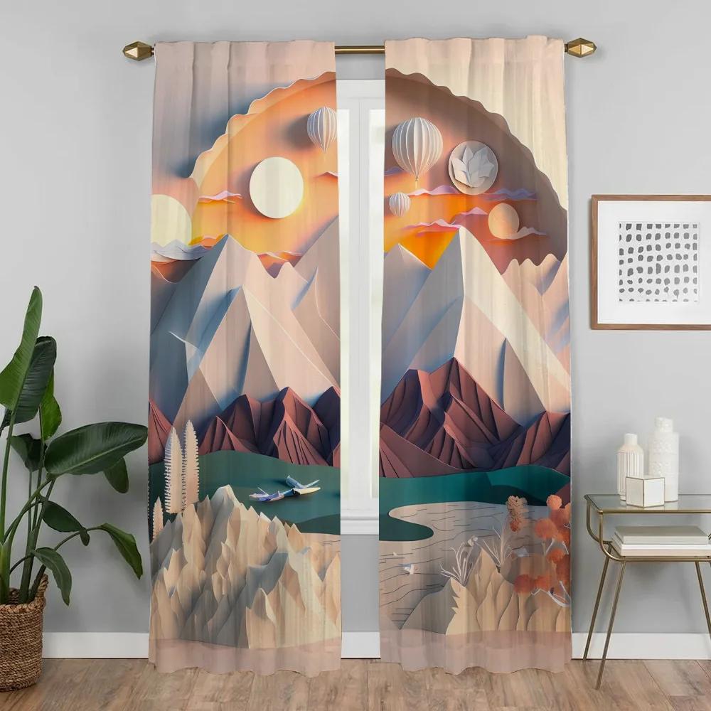 Разделение Пейзаж Искусство Окно Шторы для комнаты 2 Панельные затемняющие шторы Тюль для спальни Домашний интерьер Шторы Гостиная Камера