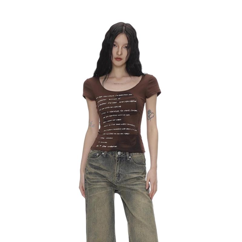 VAYLA Женские Ретро Милые Пикантные Облегающие Топы Леди Бин Зеленые Повседневные Футболки Девушки Принт Портрета с Буквами Короткий Рукав Одежда