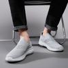 Platform Shoes Men's Slip On Mesh Breathable Sneakers Male Anti Slip Lightweight Grey Vulcanized Shoes