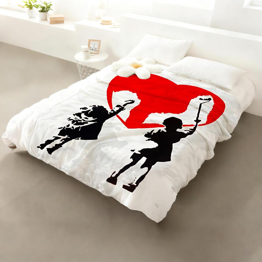 B-Banksy Street Art Throw Flannel Throw Blanket: Soft Kid-Friendly Warm Anti-Static All Season Washable Couch Bed Home