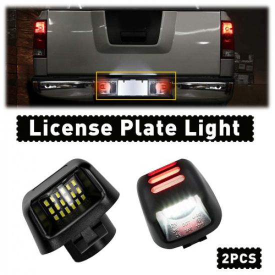 Pair White Red LED License Harness Plate Light For Armada Nissan Frontier Titan