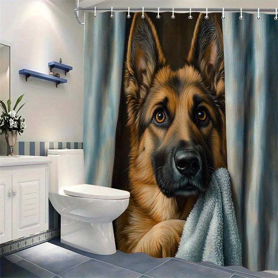 German Shepherd Dog Shower Curtain Waterproof Easy To Clean Privacy Protection Print Pet Art Design Modern Durable Materials