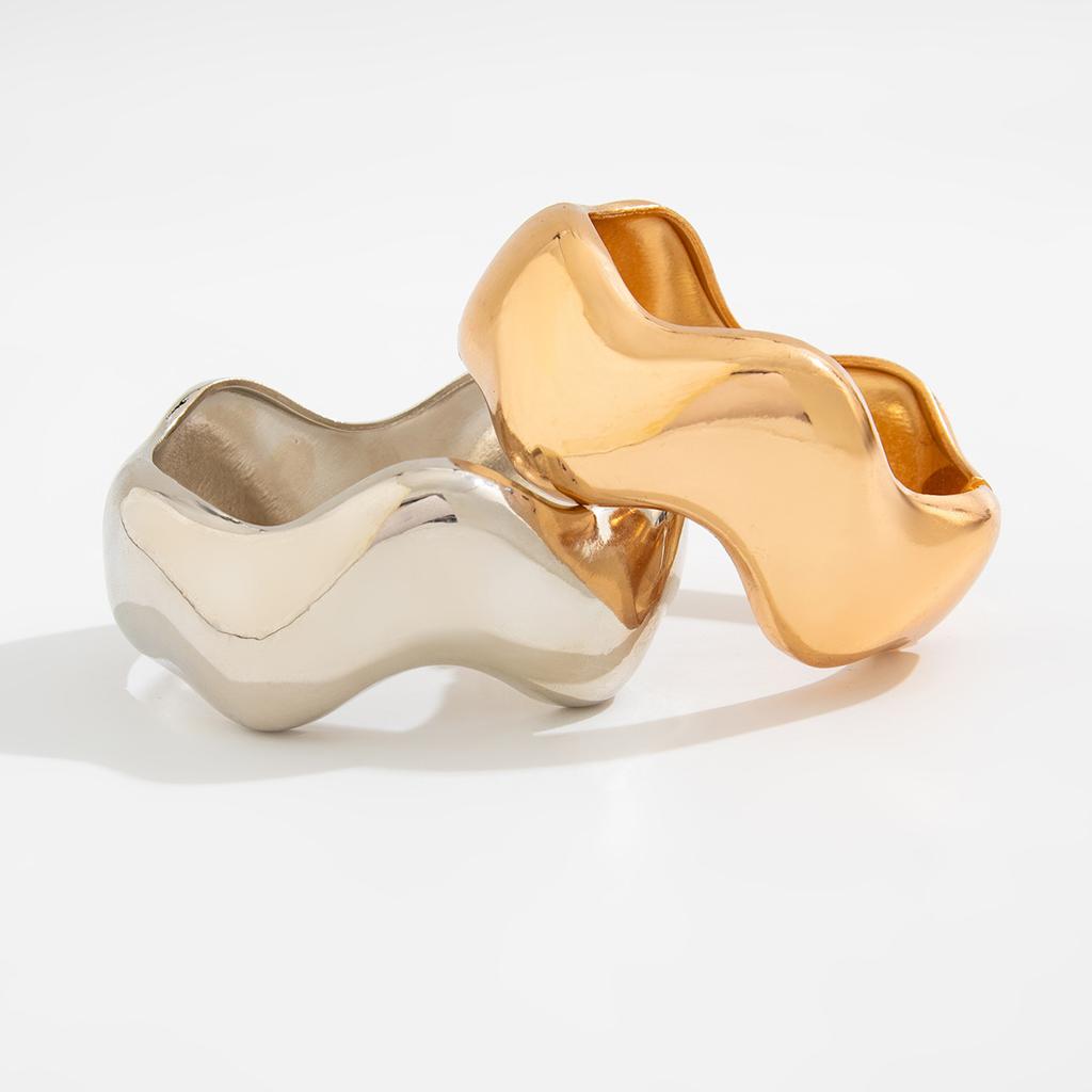 Модные металлические весенние браслеты золотого и серебряного цвета, винтажный геометрический повседневный стиль, нестандартный браслет для женщин, ювелирные изделия