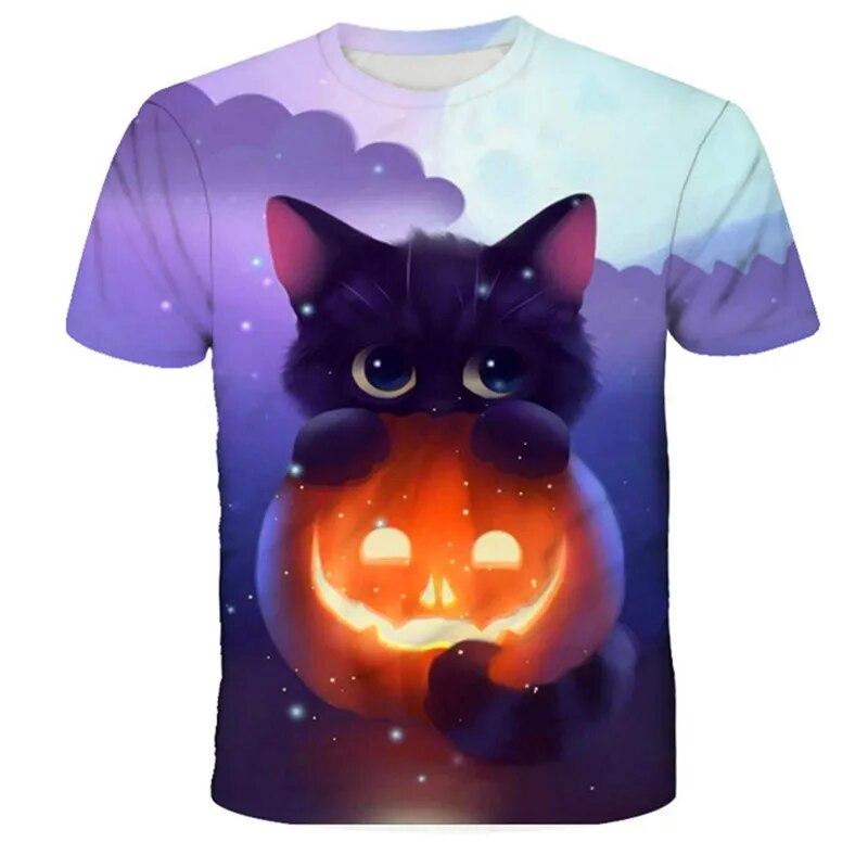 Футболка с 3D принтом Kawaii Cat, детская летняя модная повседневная футболка унисекс для мальчиков и девочек, детская одежда, футболка, одежда для девочек, топы
