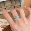 New Chinese-Style Angel'S Eye Inlaid With Light Blue Sapphire, Niche Design, Cold Wind, Versatile Temperament, Adjustable Opening Ring