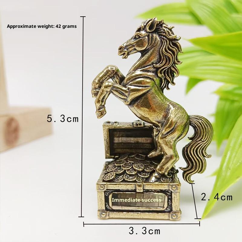 1 Pcs Zodiac Horse Statue Ornament Brass Horse Miniatures Crafts Office Home Decor Accessory