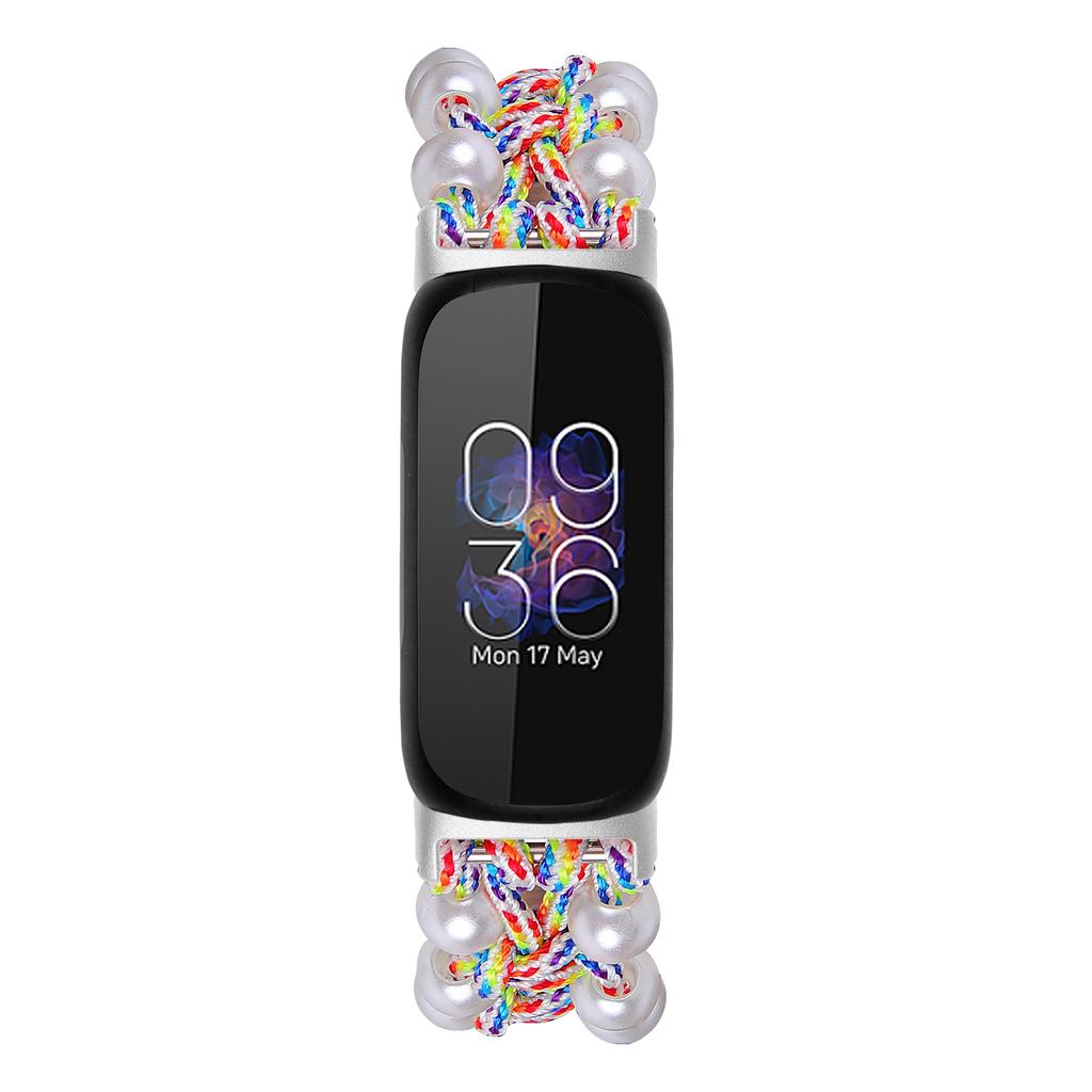 Для Fitbit Inspire 3 Жемчужный Декор Регулируемый Плетеный Веревочный Наручный Ремешок Стильный Ремешок для Смарт-часов