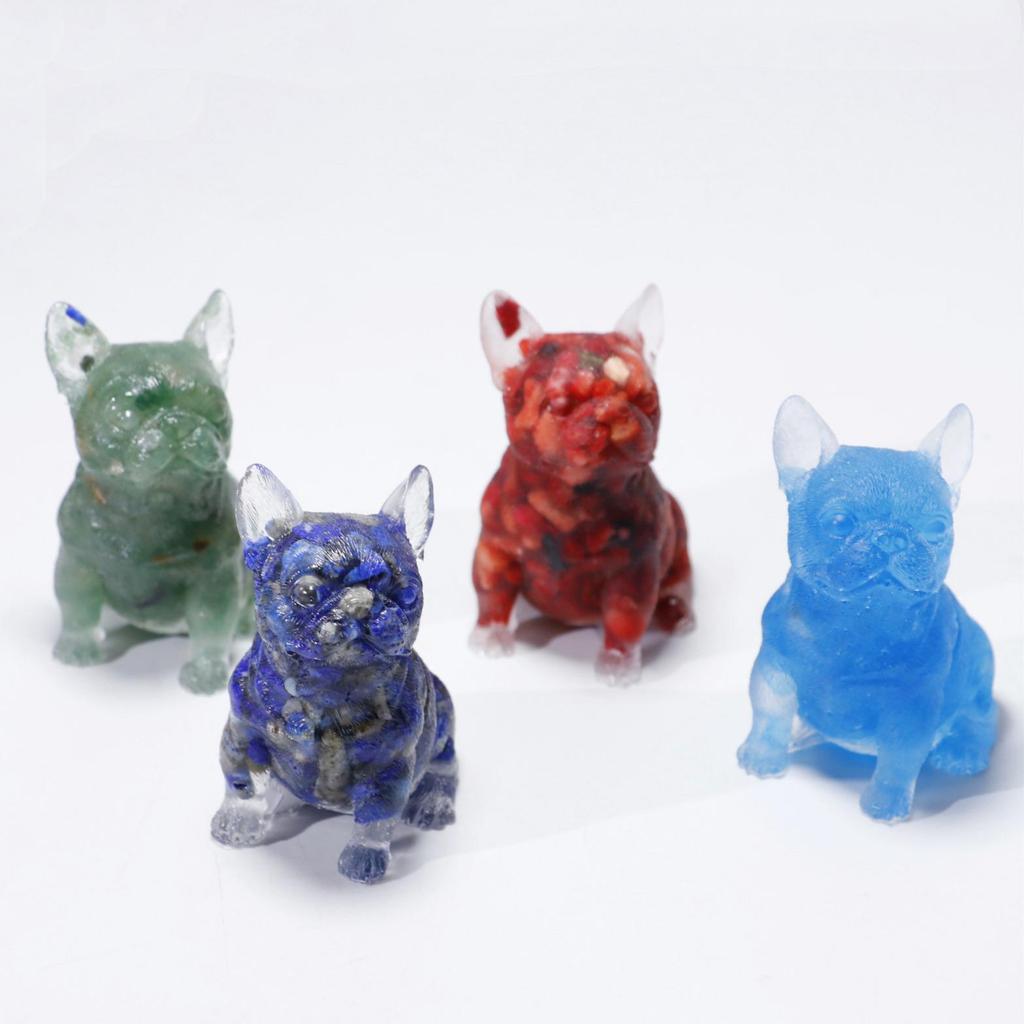 Charming Wangcai French Bulldog Figurine: Crystal Chip Stone Resin Craft