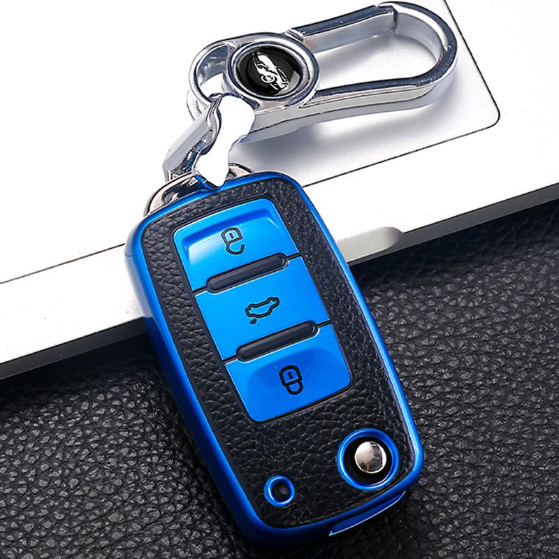 Кожаный чехол для дистанционного ключа автомобиля, брелок для VW Volkswagen Polo Tiguan Passat Golf MK Jetta Skoda Kodiaq Superb Octavia Seat