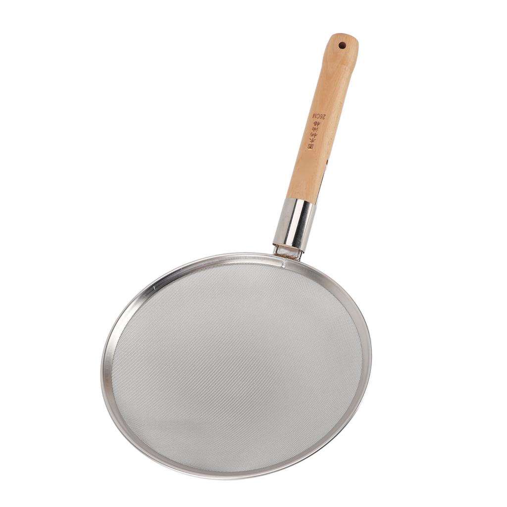 Шумовка с мелкой сеткой и деревянной ручкой из нержавеющей стали 304, легкая, портативная, большая, с прорезями