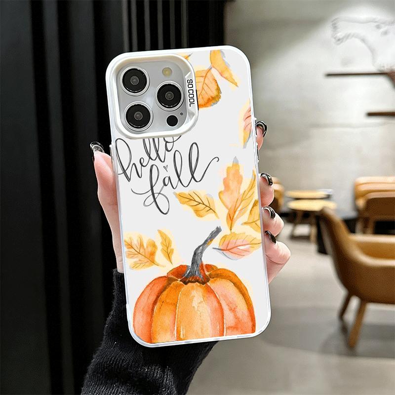 Тыква Счастливой Осени Мягкий Чехол для Телефона iPhone 15 16 17 Pro Max 17Air 16E 14 Plus 13 12 Mini Ударопрочный Задний Корпус