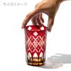 Kobo Edo Kiriko Yotsuba with Yarai Fish Crest Tumbler TB94419AR In Wooden Box Made In Japan [Taimuro Official] (amber Red)