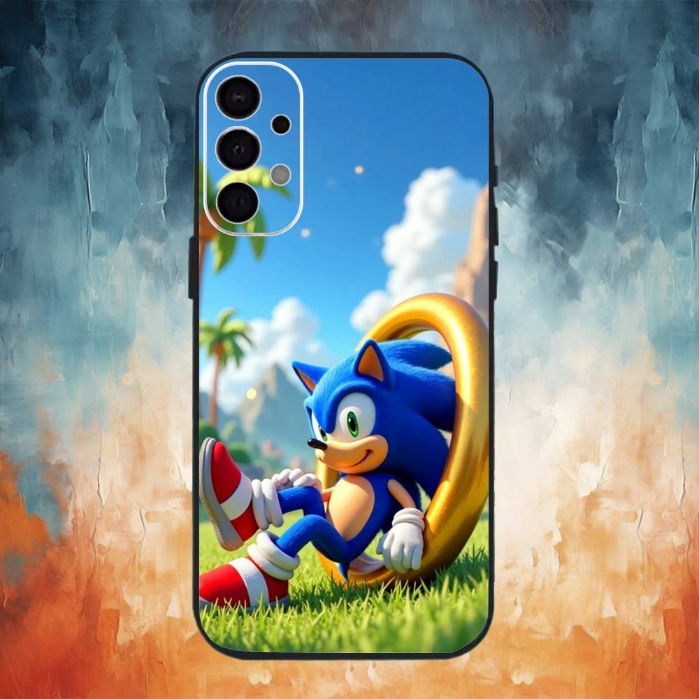 Чехол для телефона S-Sonic Еж Соник Для Samsung S25,S24,S21,S22,S23,S30,Ultra,S20,Plus,Fe,Note,10,9,5G Черный