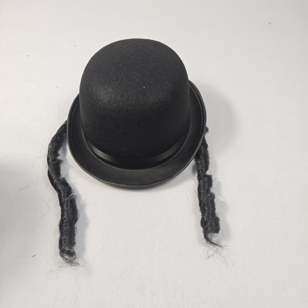Black Color Braided Top Hat Dress Up Bowler Hat Classical Round Dress Hat Unisex Adult