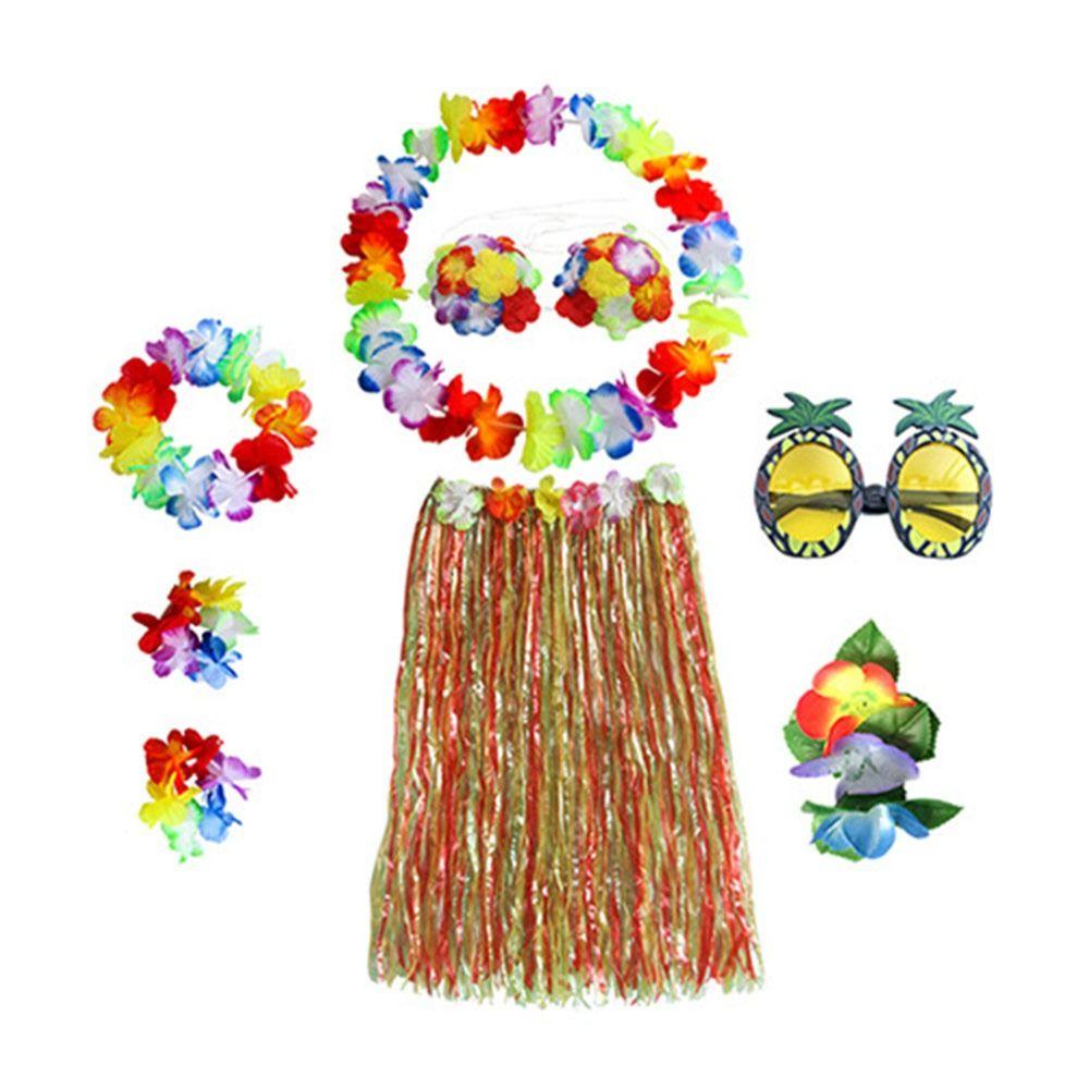 Гавайские принадлежности для вечеринки очки гирлянда ожерелье костюм повязка на голову гавайская хула юбка комплект маскарадный костюм