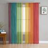 Rainbow Geometric Stripes Tulle Curtains For Living Room Kitchen Decoration Chiffon Window Treatments Voile Sheer Curtain