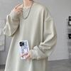 2024 New Trendy Mens V-Neck Pit Stripe Long Sleeved Elastic Solid Casual Loose Oversized T-Shirt Male Korean Tops Tees