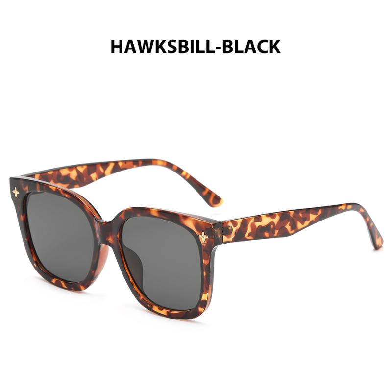 Korean Version of Trendy Black Frame Brown Sunglasses for Women, High-end Ins Internet Celebrity Style Sunglasses for Big Face and Slimming