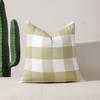 Small Fresh Grass Green Large and Small Plaid Striped Plain Pillow Cushion Cushion Cover Without Core
