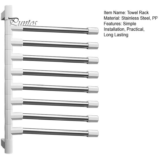 Вешалка для полотенец для ванной комнаты с вращающейся на 180 градусов штангой, простая установка без проколов, многослойная подвесная штанга для полотенец