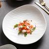 Pure White Ripple Ceramic Salad Plate Restaurant Irregular Deep Plate Thick Soup Plate Service Plates Creative Tableware