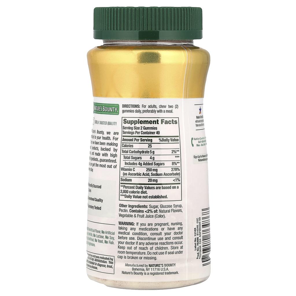 Nature'S Bounty, Vitamin C Gummies, Orange, 250Mg, 80 Gummies (125Mg per Gummie)