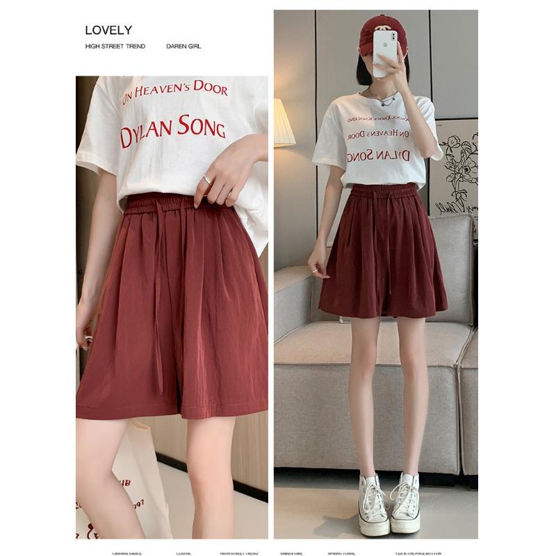 Быстросохнущие повседневные шорты Ice Silk, женские летние тонкие брюки с эластичной талией, утягивающие спортивные брюки с высокой талией, свободные широкие брюки длиной пять четвертей