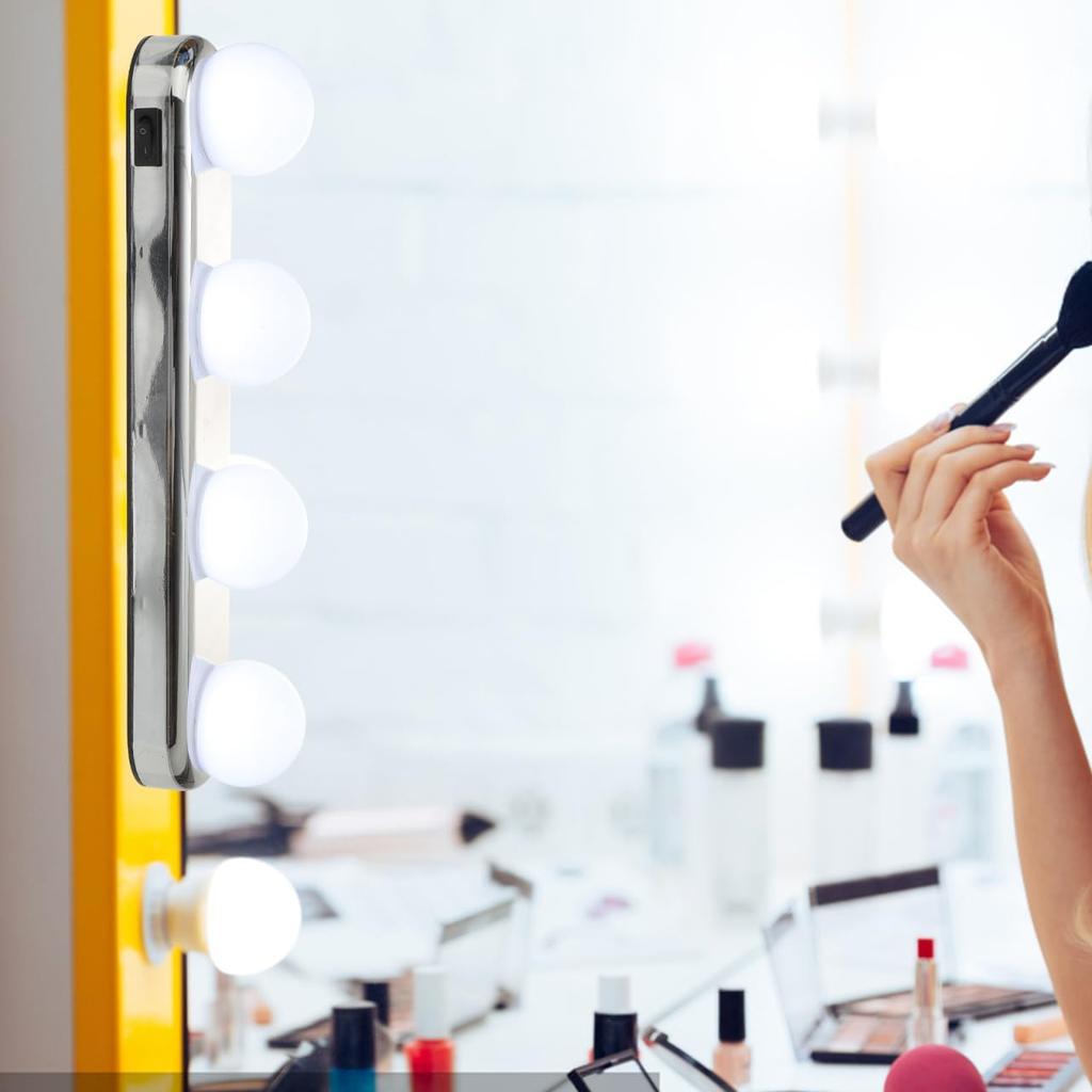 LED Vanity Makeup Light with Dimmable Bulbs No Drilling Suction Cup Design Portable White Light Makeup Lamp for Easy Application and Travel for Home