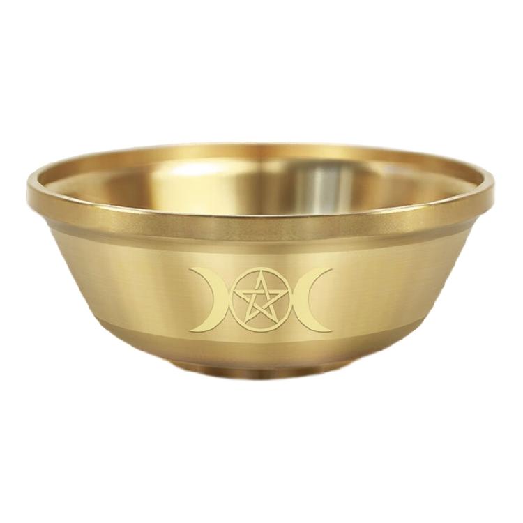 Мистический узор с пентаграммами Латунная чаша Нержавеющий портативный контейнер Компактный игровой аксессуар