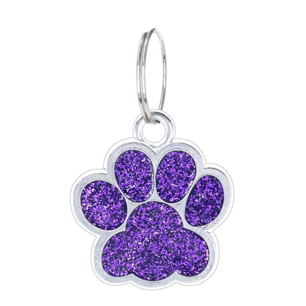 Cat Dog Paw Print Pet Glitter Pendant Anti-Lost Pet Collar Tag Pendant Dog Cat Tags Cats