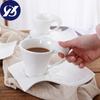 1/3 Sets Ceramic Coffee Cup with Wavy Saucer and Spoon Set European Small Luxury Couple Milk Mug W Te Porcelain Office Teacup Drinkware