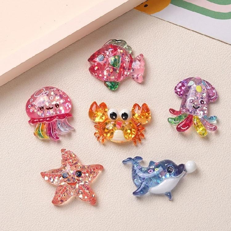 Набор из 2/6 смоляных фигурок морских существ, ornaments для поделок, фоторамок, чехлов для телефонов, скрапбукинга и аксессуаров для волос