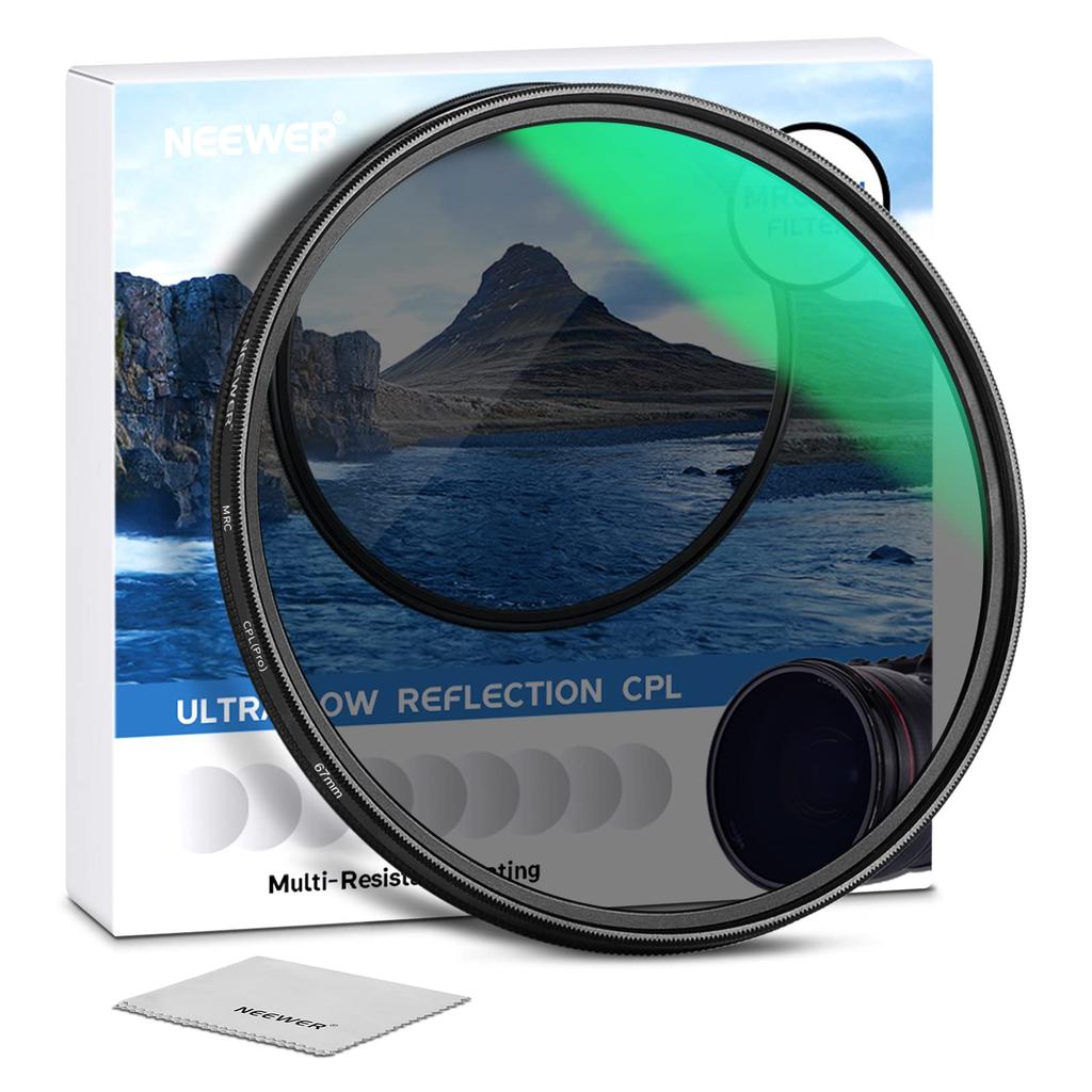 NEEWER 67mm PL Filter Circular Polarizing Filter HD Optical Glass 30 Layers Polarizing Film Enhance Contrast Eliminate Reflections Reduce Glare Lens