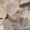 Women's Rabbit Fur Plush Duckbill Cap - Warm, Trendy Korean Style Winter Hat for Autumn/Winter