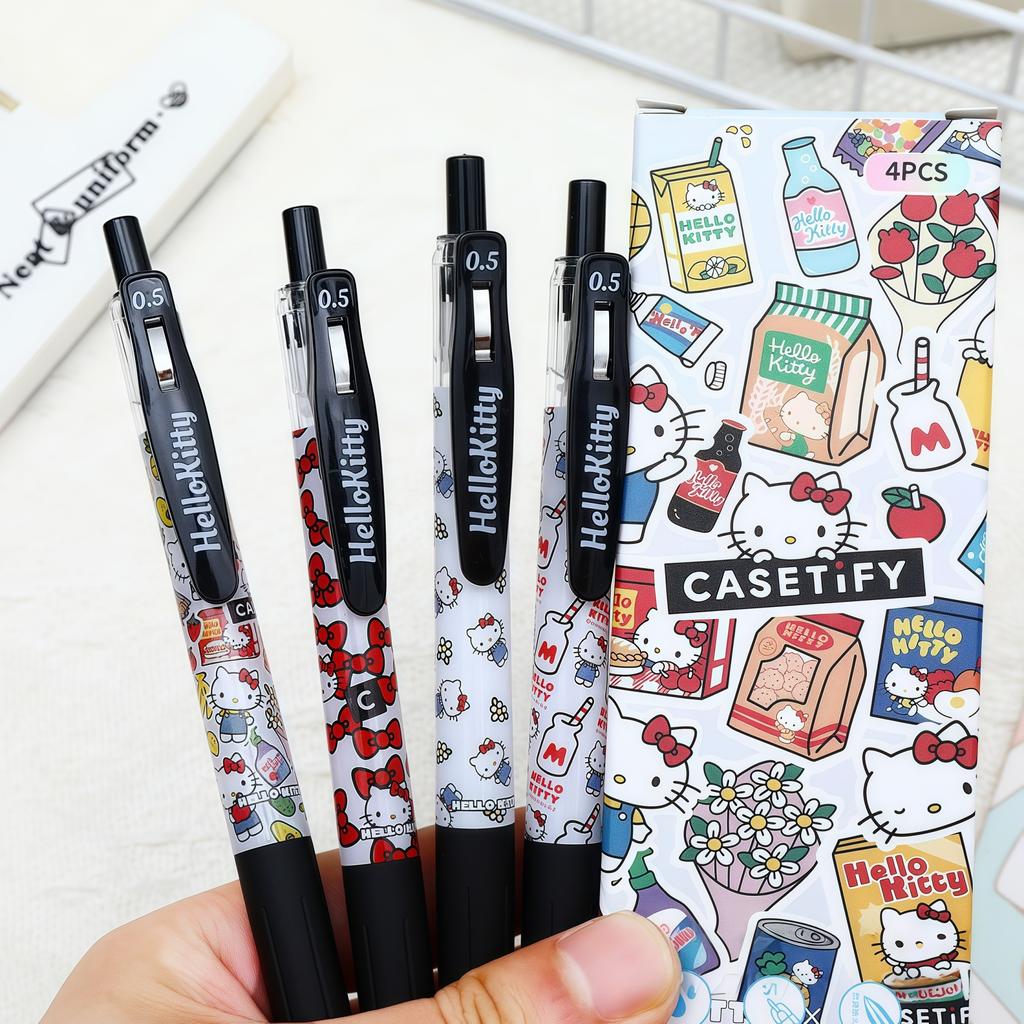 4Pcs New Sanrio Latest Series Limited Gel Pen Cartoon Quick Dry Pen Black 0.5Mm Student Stationery Office Supplies
