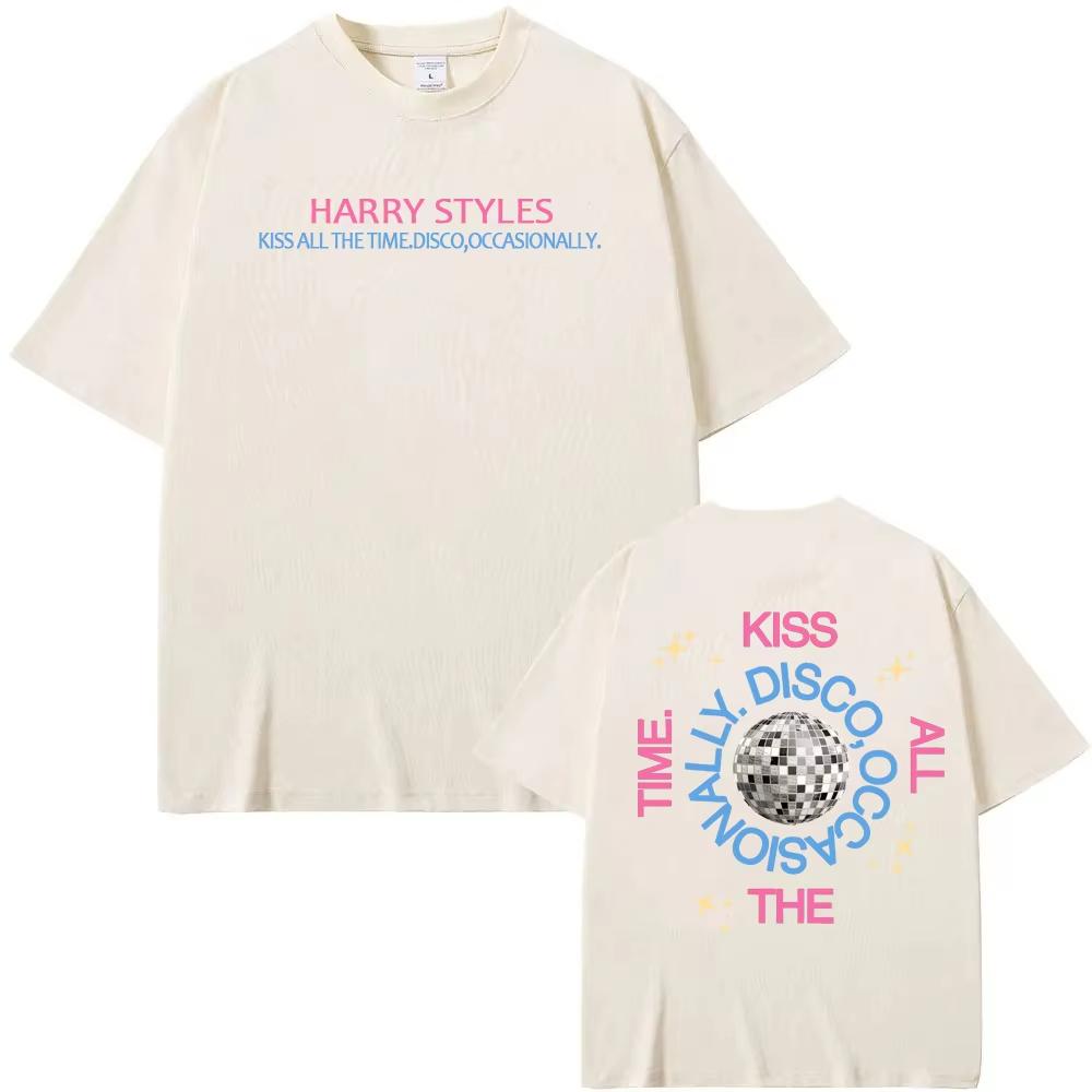 HarryStyle New Album Print Men Women Tshirts Album Kiss All The Time High Quality Summer Harajuku Cotton Casual Round Neck Tees