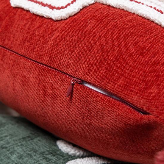 Наволочка декоративная с рождественским узором, кисточками и помпонами, чехол на подушку в стиле фермерского дома