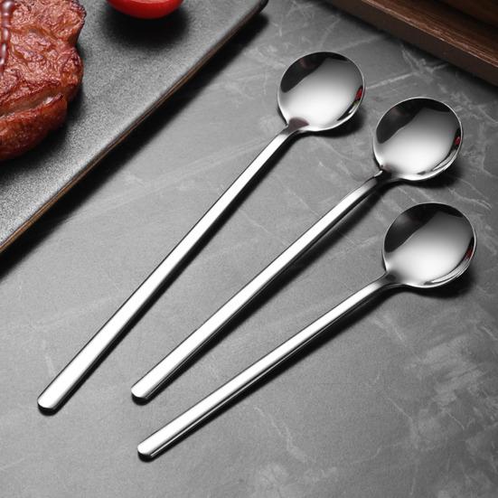 Coffee Stirring Spoon Stainless Steel Long Handle Spoon Polished Rust-Proof Creative Dessert Spoon for Home Cafe Kitchen Tool for Stirring