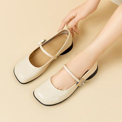 Одинарные туфли из овчины Мэри Джейн женские весенне-летние универсальные туфли для бабушек из дышащей кожи, маленькие кожаные туфли